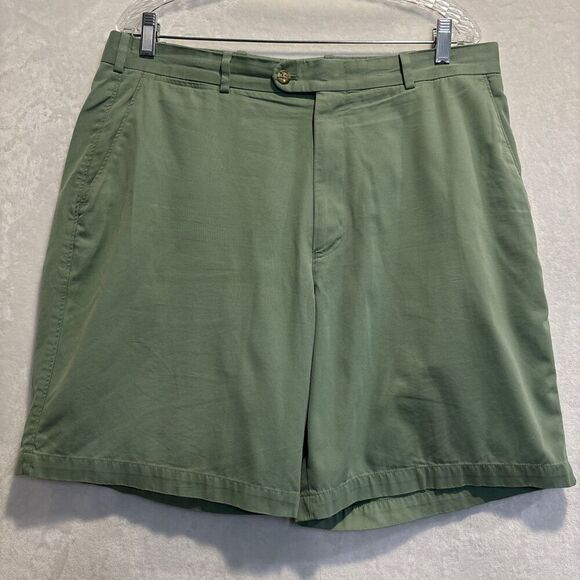 Peter Millar Pure Cotton Flat Front Golf Casual Chino Shorts Men’s Size 36 Green - Picture 1 of 12
